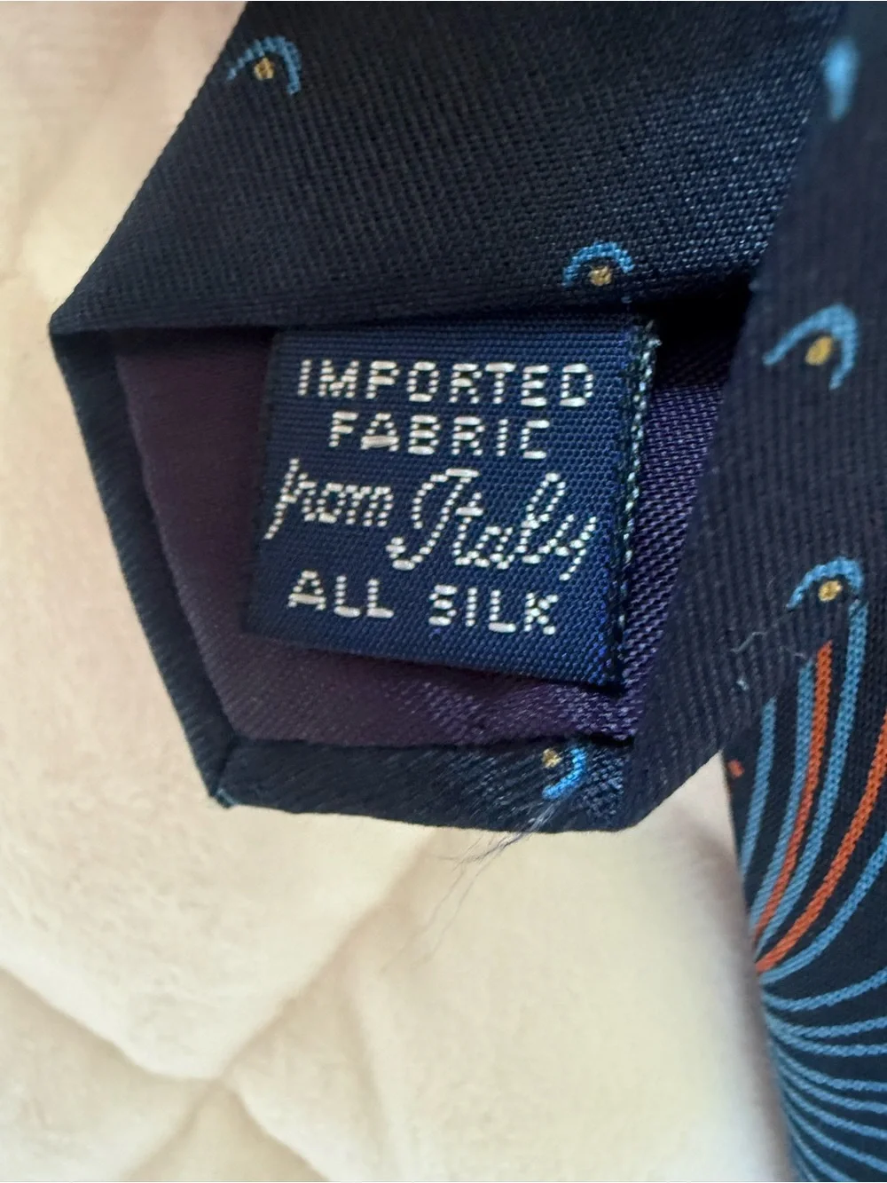 Courchevel Italy Silk Tie Navy Blue Red Geometric Arch Pattern Men's Necktie